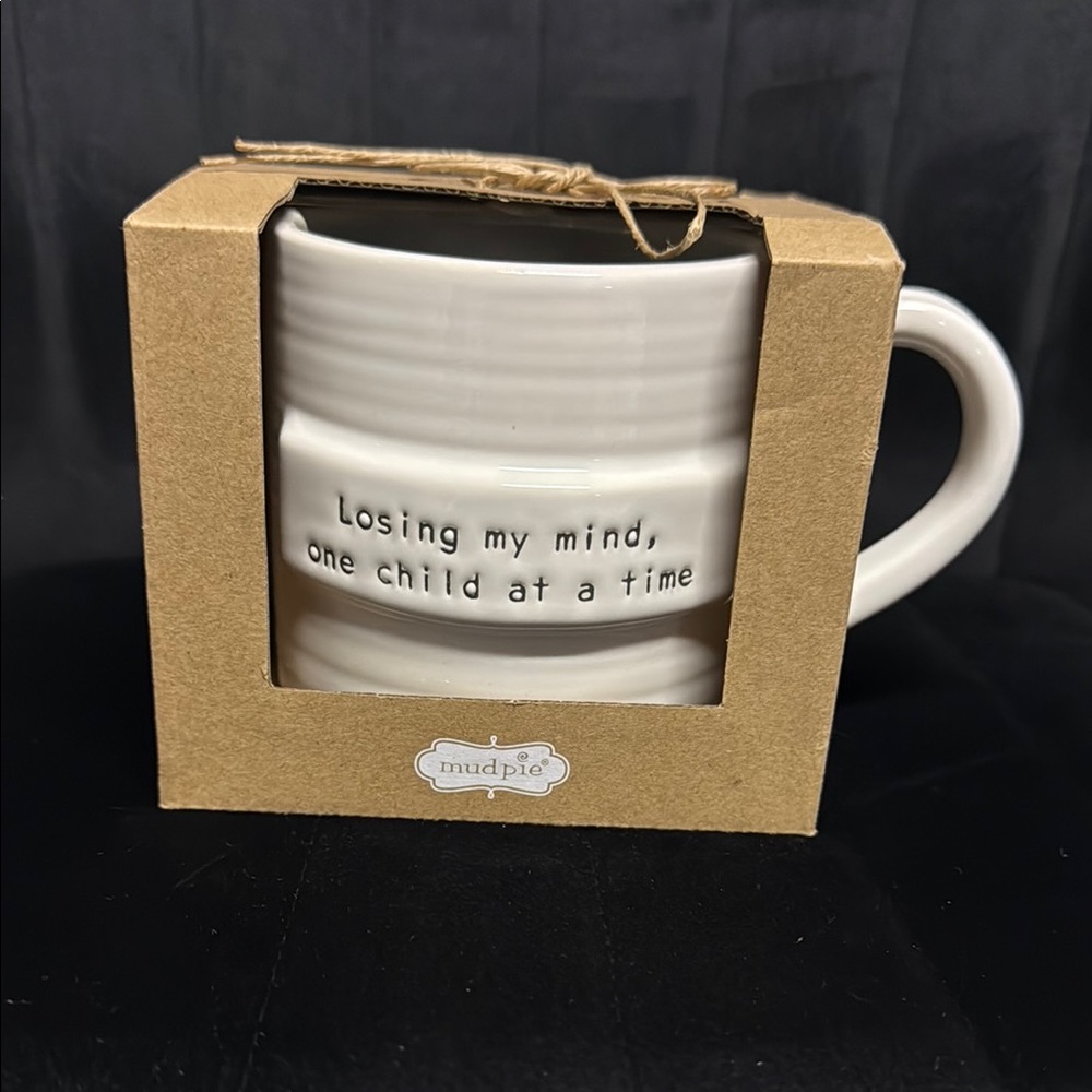 New in Box Mud Pie Losing My Mind Mom Sentiment Ceramic Mug